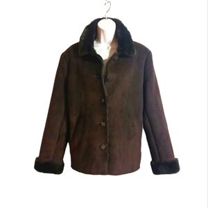 Women's Plush Brown Fur Lined Coat Jacket